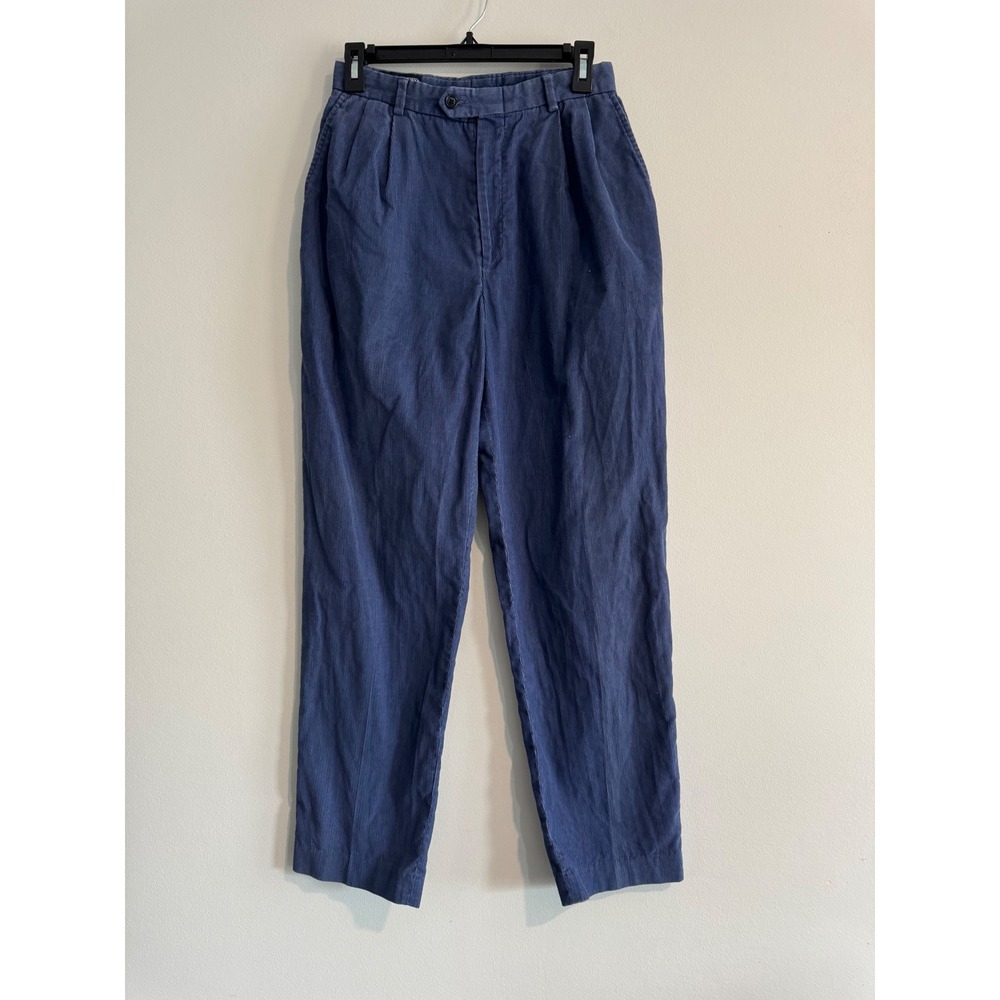 Lands' End Pleated Corduroy Trousers Womens‎ 6 Blue High Waisted pants vintage